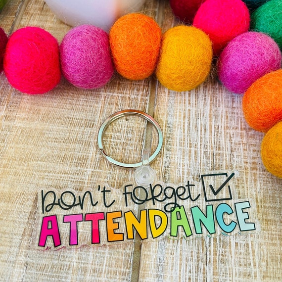 Attendance Keychain, Acrylic Keychain, Gift For Her, Teacher Gift,  Keychain for Teacher, Rainbow Keychain, Colorful Keychain
