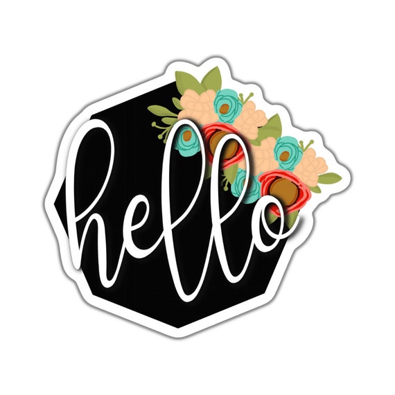Hello Black Floral Sticker: Motivational Planner Stickers