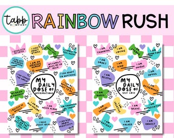 Poster con affermazioni arcobaleno: decorazioni per bacheche in classe (file PDF/PNG)
