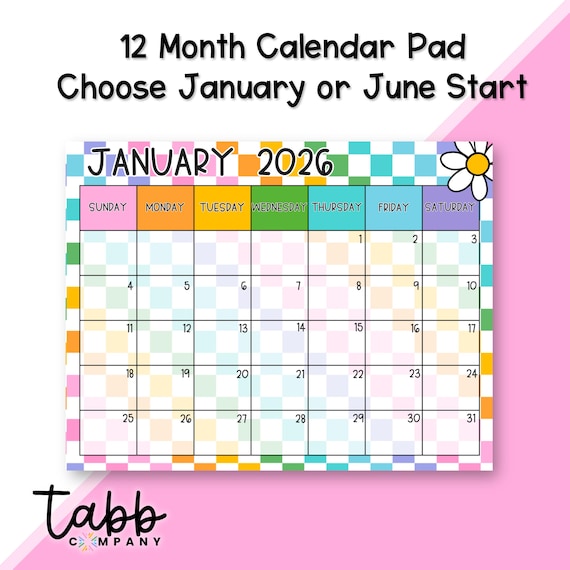 CHECKED OUT Colorful 12-Month Calendar Desk Pad: Fun Organizer for Home or Office