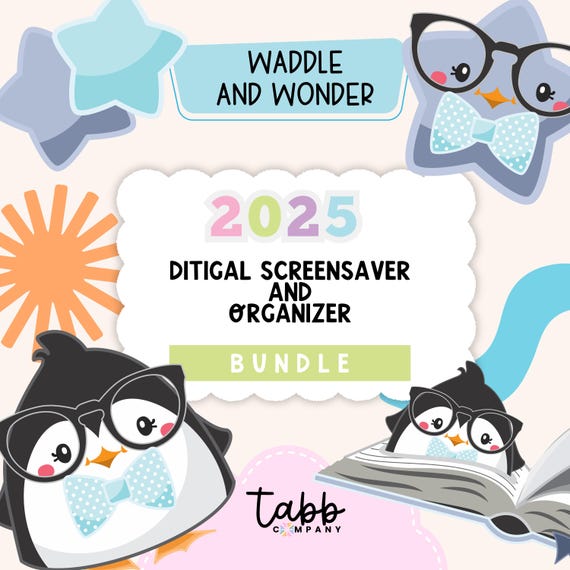 2025 Digital Calendar and Organizer Screensaver | Cute Desktop Wallpaper | Monthly Desktop Organizer | Aesthetic Computer Organizer Bundle