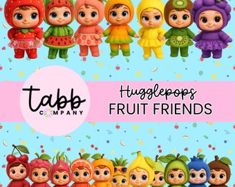 HUGGLEPOPS Fruit Girls, Clipart digitale, Pacchetto clipart, PNG di frutta, Clipart carino, Clipart, Stampabili, Cancelleria