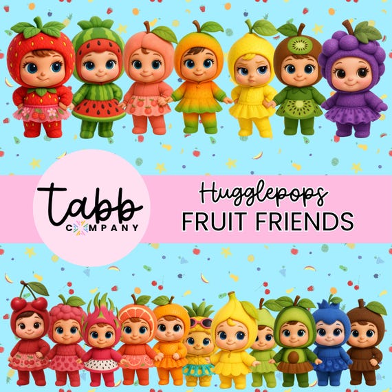 HUGGLEPOPS Fruit Girls, Digital Clipart, Clipart Bundle, Fruit png, Cute Clipart, Clipart, Printables, Stationery
