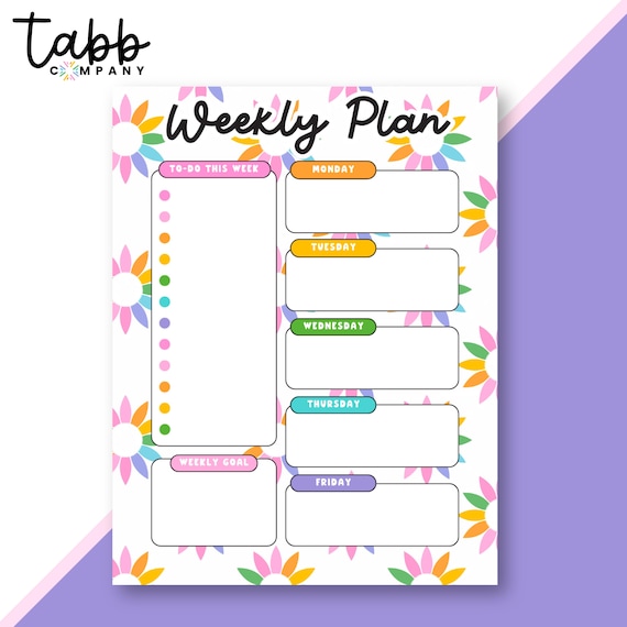 Colorful Weekly Planner Pad: Tear-Off Organizer, 8.5x11 inches
