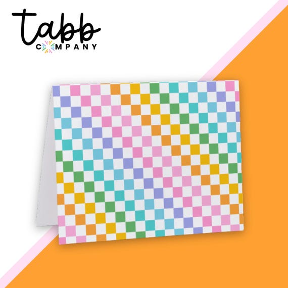 Colorful Checked Notecard: Blank Stationery Card