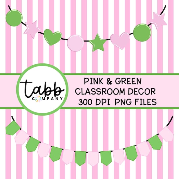 Wicked Classroom Decor: Pink & Green Bulletin Board Clipart (Digital Download)