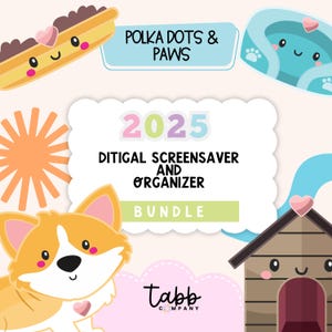 2025 Digital Calendar and Organizer Screensaver | Cute Desktop Wallpaper | Monthly Desktop Organizer | Aesthetic Computer Organizer Bundle