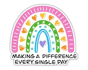 Making A Difference Rainbow Sticker: Motivational Vinyl Decal