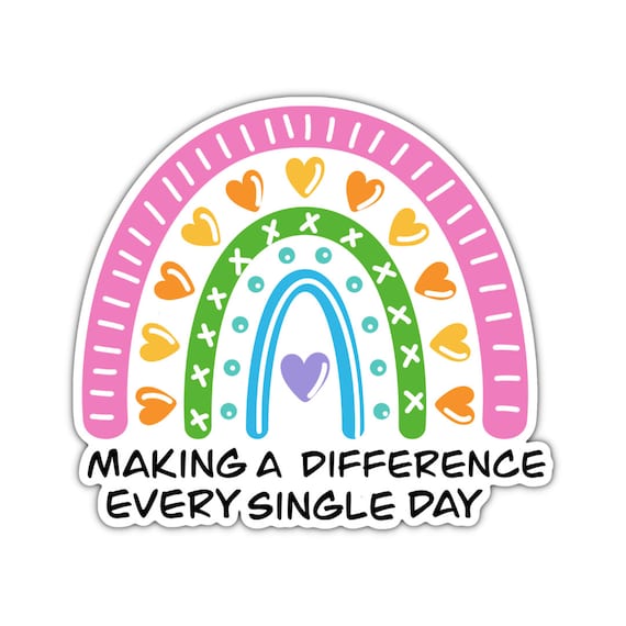 Making A Difference Rainbow Sticker: Motivational Vinyl Decal