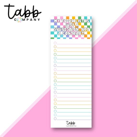 Funny Checklist Notepad: Rainbow To-Do List Pad