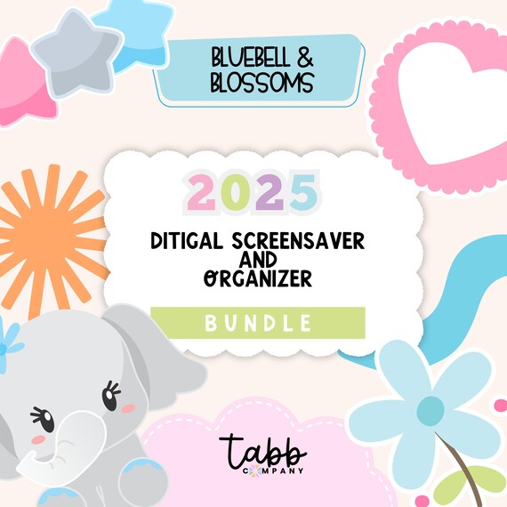 2025 Digital Calendar and Organizer Screensaver | Cute Desktop Wallpaper | Monthly Desktop Organizer | Aesthetic Computer Organizer Bundle