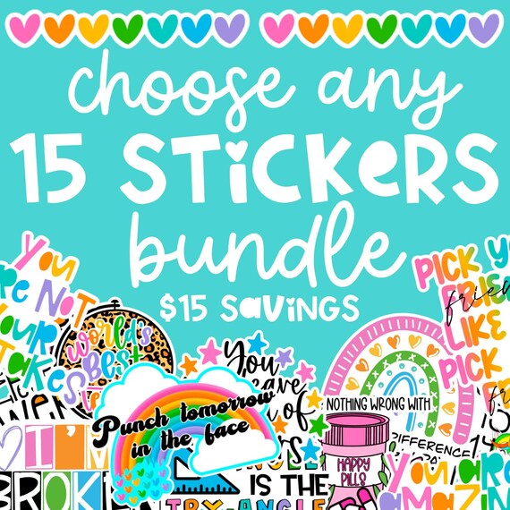 Motivational Quote Sticker Bundle: Vinyl Decals for Planner, Laptop - 15 Pack
