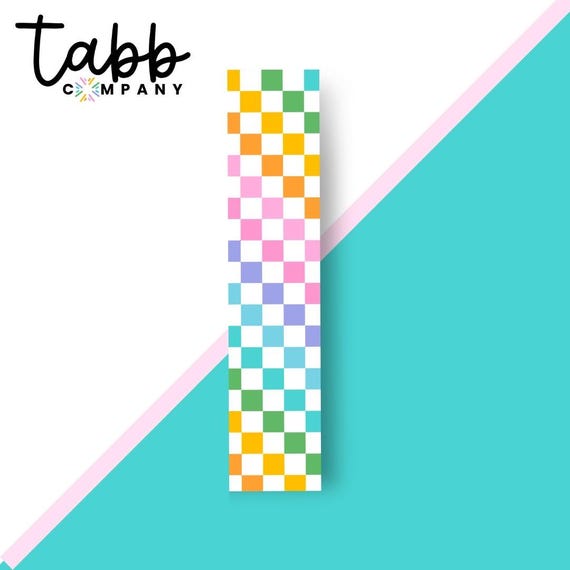 Rainbow Checked Double Sided Bookmark: Bookish Gift