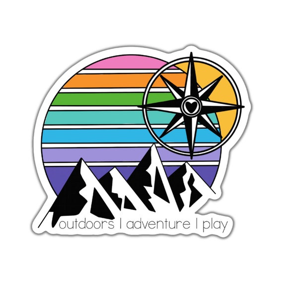 Adventure Vinyl Sticker: Outdoors Compass, Mountains, Planner Stickers