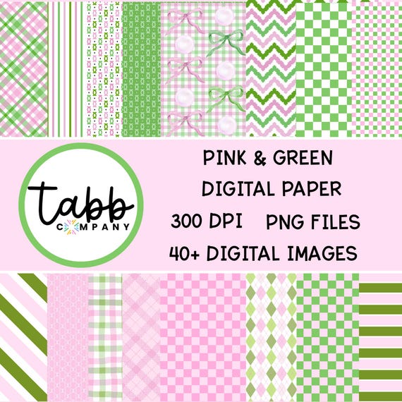 Pink and Green Digital Paper Bundle: Wicked Color Palette (Digital Download)