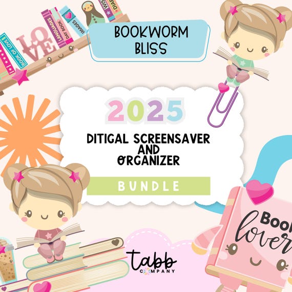 2025 Digital Calendar and Organizer Screensaver | Cute Desktop Wallpaper | Monthly Desktop Organizer | Aesthetic Computer Organizer Bundle