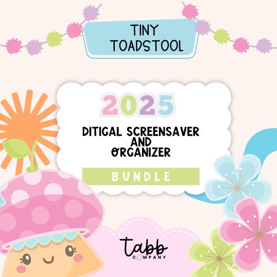 2025 Digital Calendar and Organizer Screensaver | Cute Desktop Wallpaper | Monthly Desktop Organizer | Aesthetic Computer Organizer Bundle