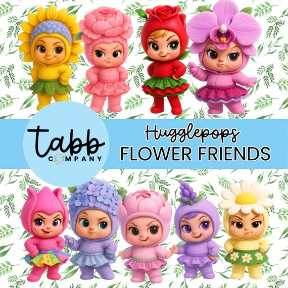 Flower Girls Clipart: Hugglepop Onesie Characters (Digital Download)