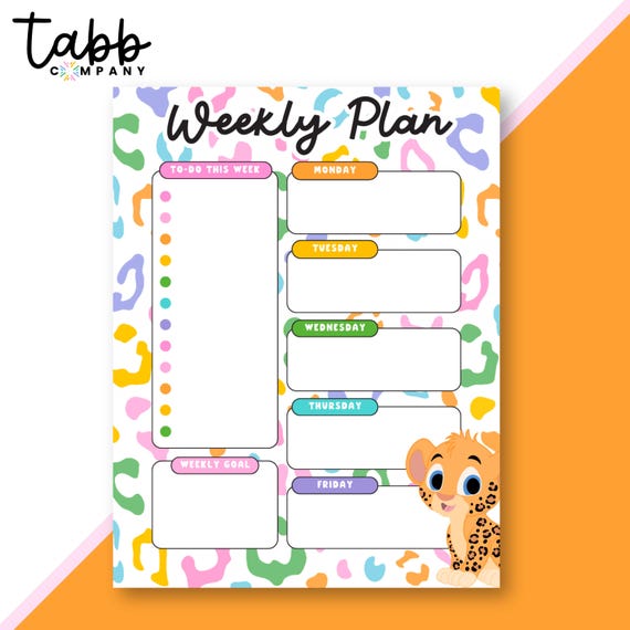 Safari Weekly Planner Pad: Colorful Tear-Off Organizer