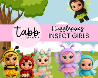 HUGGLEPOPS Ragazze Insetti, Clipart Digitali, Pacchetto Clipart, Insetti png, Clipart Carini, Clipart, Stampabili, Cancelleria