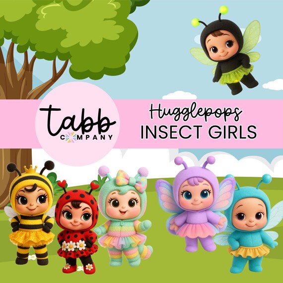 HUGGLEPOPS Insect Girls, Digital Clipart, Clipart Bundle, Insect png, Cute Clipart, Clipart, Printables, Stationery