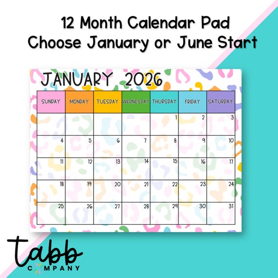 Whimsical Safari Calendar 12 MONTH Desk Pad: Colorful Monthly Planner