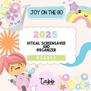 2025 Digital Calendar and Organizer Screensaver | Cute Desktop Wallpaper | Monthly Desktop Organizer | Aesthetic Computer Organizer Bundle