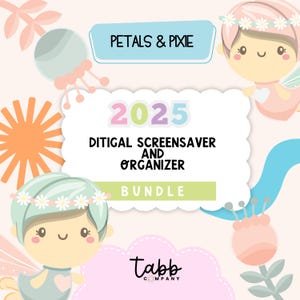 2025 Digital Calendar and Organizer Screensaver | Cute Desktop Wallpaper | Monthly Desktop Organizer | Aesthetic Computer Organizer Bundle