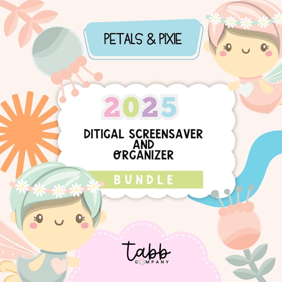 2025 Digital Calendar and Organizer Screensaver | Cute Desktop Wallpaper | Monthly Desktop Organizer | Aesthetic Computer Organizer Bundle