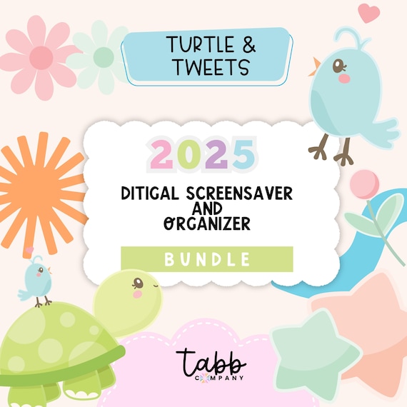 2025 Digital Calendar and Organizer Screensaver | Cute Desktop Wallpaper | Monthly Desktop Organizer | Aesthetic Computer Organizer Bundle