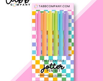 Rainbow Jotter Pen Set: Black Ink, Fine Point (6-Pack)