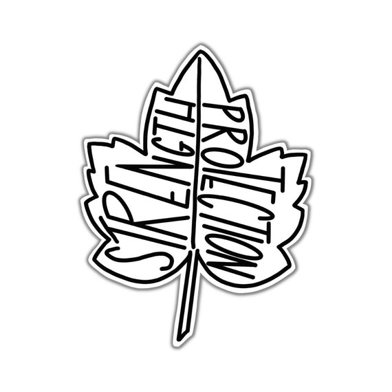 Sycamore Leaf Vinyl Sticker: Strength Protection Die Cut Sticker