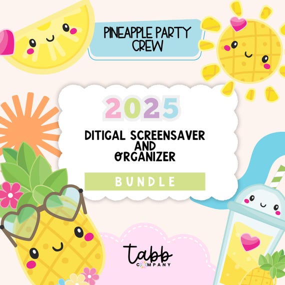 2025 Digital Calendar and Organizer Screensaver | Cute Desktop Wallpaper | Monthly Desktop Organizer | Aesthetic Computer Organizer Bundle