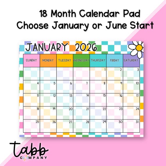 CHECKED OUT Colorful 18-Month Calendar Desk Pad: Fun Organizer for Home or Office