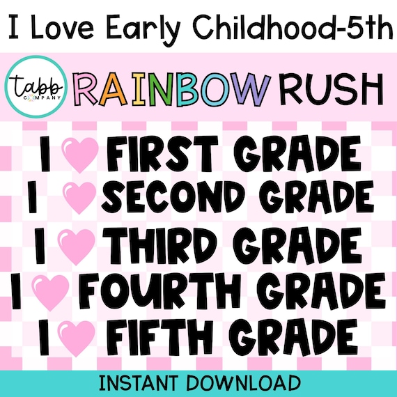 Rainbow Grade Level Posters: Classroom Bulletin Board Decor (PDF Download