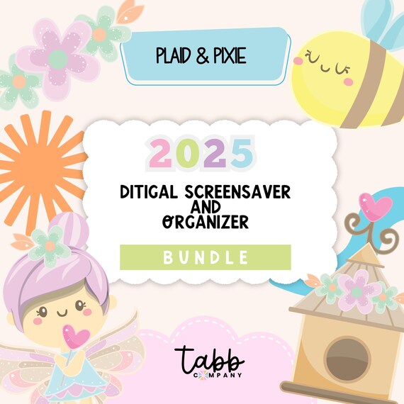2025 Digital Calendar and Organizer Screensaver | Cute Desktop Wallpaper | Monthly Desktop Organizer | Aesthetic Computer Organizer Bundle