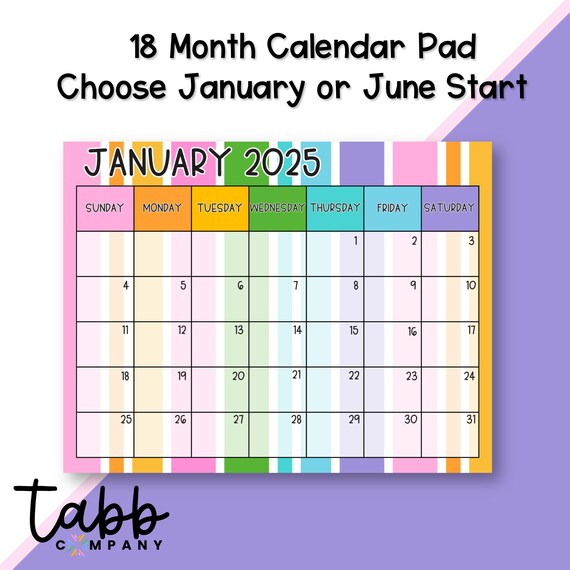 Candy Stripes 18-Month Calendar Desk Pad: Colorful Organizer