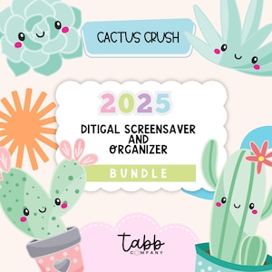 2025 Digital Calendar and Organizer Screensaver | Cute Desktop Wallpaper | Monthly Desktop Organizer | Aesthetic Computer Organizer Bundle