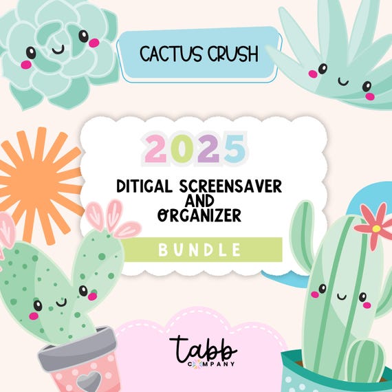 2025 Digital Calendar and Organizer Screensaver | Cute Desktop Wallpaper | Monthly Desktop Organizer | Aesthetic Computer Organizer Bundle