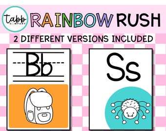 Poster per la classe con l'alfabeto arcobaleno dalla A alla Z (download digitale stampabile)
