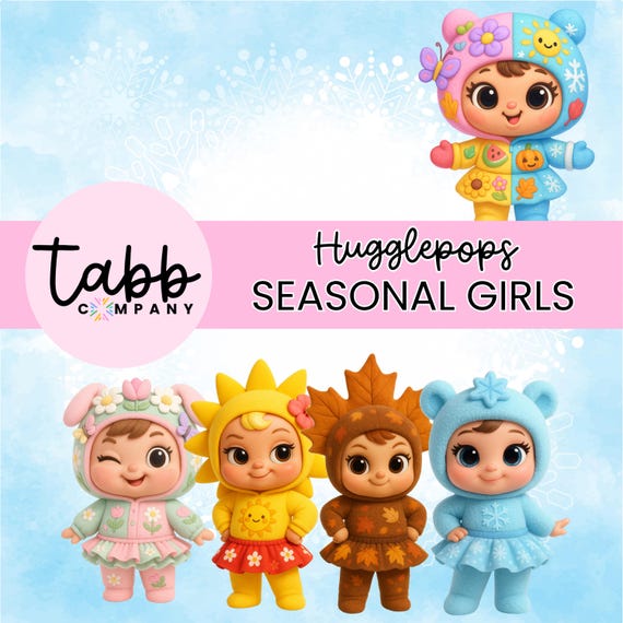 HUGGLEPOPS Seasons Girls, Digital Clipart, Clipart Bundle, 4 Seasons png, Cute Clipart, Clipart, Printables, Stationery