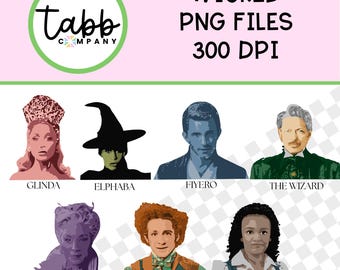 Wicked Character Clipart Bundle: Rosa och gröna designer (digital nedladdning png)