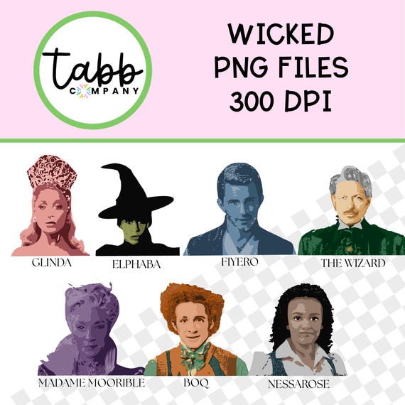Wicked Character Clipart Bundle: Pink & Green Designs (Digital Download Png