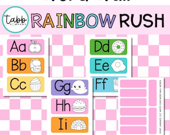 Rainbow Classroom Word Wall: poster dell'alfabeto, spunti illustrati (download PDF)