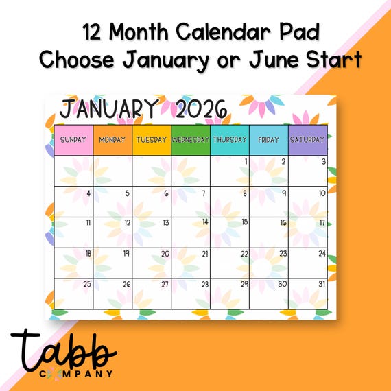 SUNCATCHER Colorful Monthly 12-MONTH Calendar Desk Pad: Fun Organizer for Home or Office