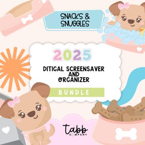 2025 Digital Calendar and Organizer Screensaver | Cute Desktop Wallpaper | Monthly Desktop Organizer | Aesthetic Computer Organizer Bundle