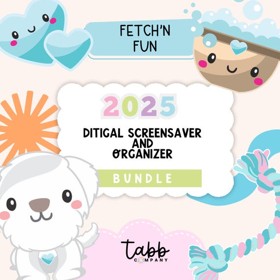 2025 Digital Calendar and Organizer Screensaver | Cute Desktop Wallpaper | Monthly Desktop Organizer | Aesthetic Computer Organizer Bundle