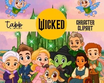 Wicked Clipart Bundle: Disegni rosa e verdi (download digitale PNG)