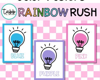 Poster con tabella dei colori dell'arcobaleno: decorazioni per l'aula stampabili (download PDF)