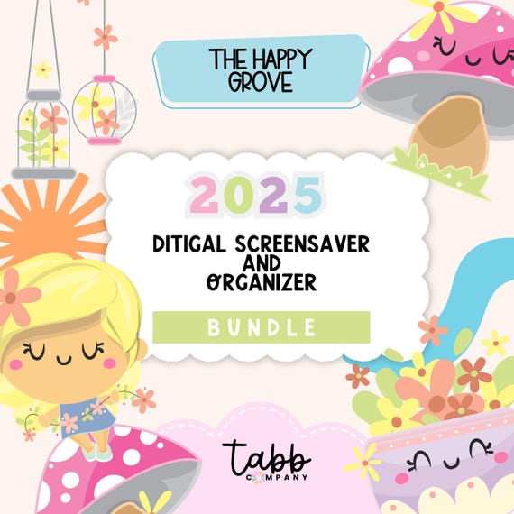2025 Digital Calendar and Organizer Screensaver | Cute Desktop Wallpaper | Monthly Desktop Organizer | Aesthetic Computer Organizer Bundle